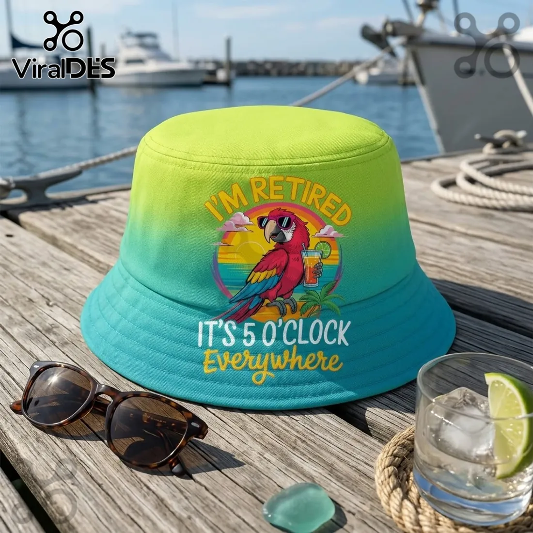 Retired Parrot I Am Retired Ombre Bucket Hat Retired Parrot I Am Retired Ombre Bucket Hat