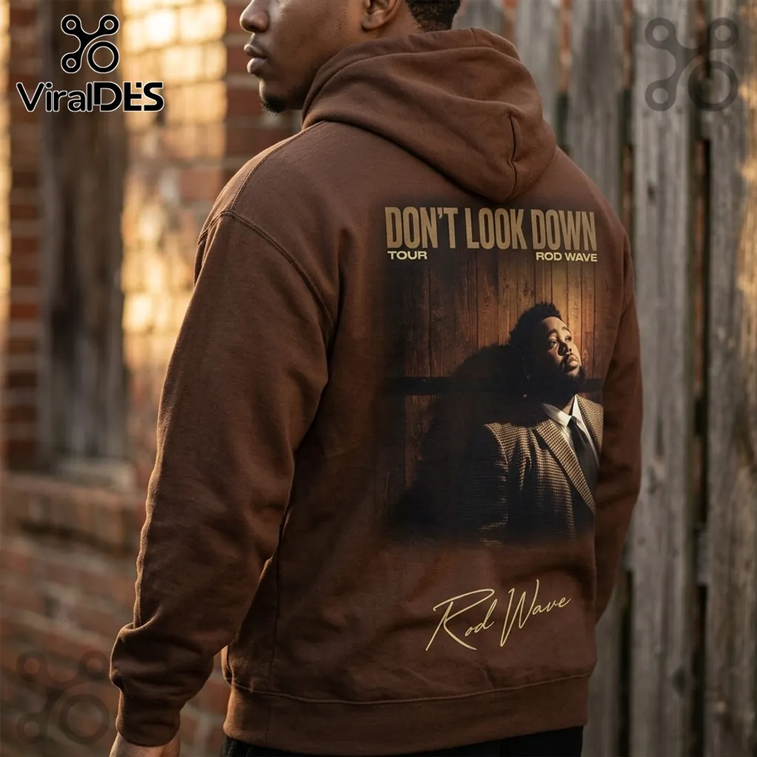 Rod Wave Don’t Look Down Signature Brown Hoodie Rod Wave Don’t Look Down Signature Brown Hoodie