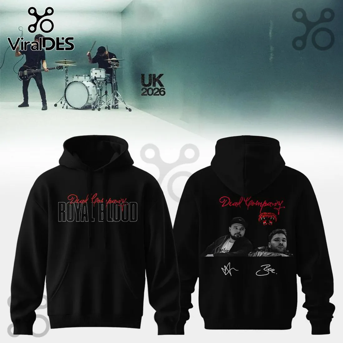 Royal Blood UK Tour 2026 Signature Black Hoodie Royal Blood UK Tour 2026 Signature Black Hoodie