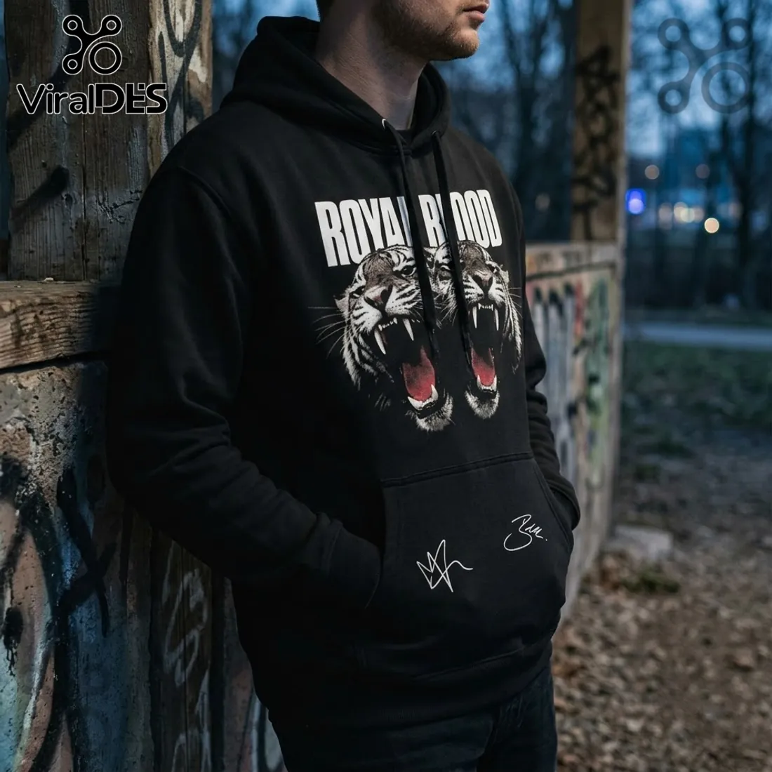 Royal Blood UK Tour 2026 Tiger Signature Black Hoodie Royal Blood UK Tour 2026 Tiger Signature Black Hoodie