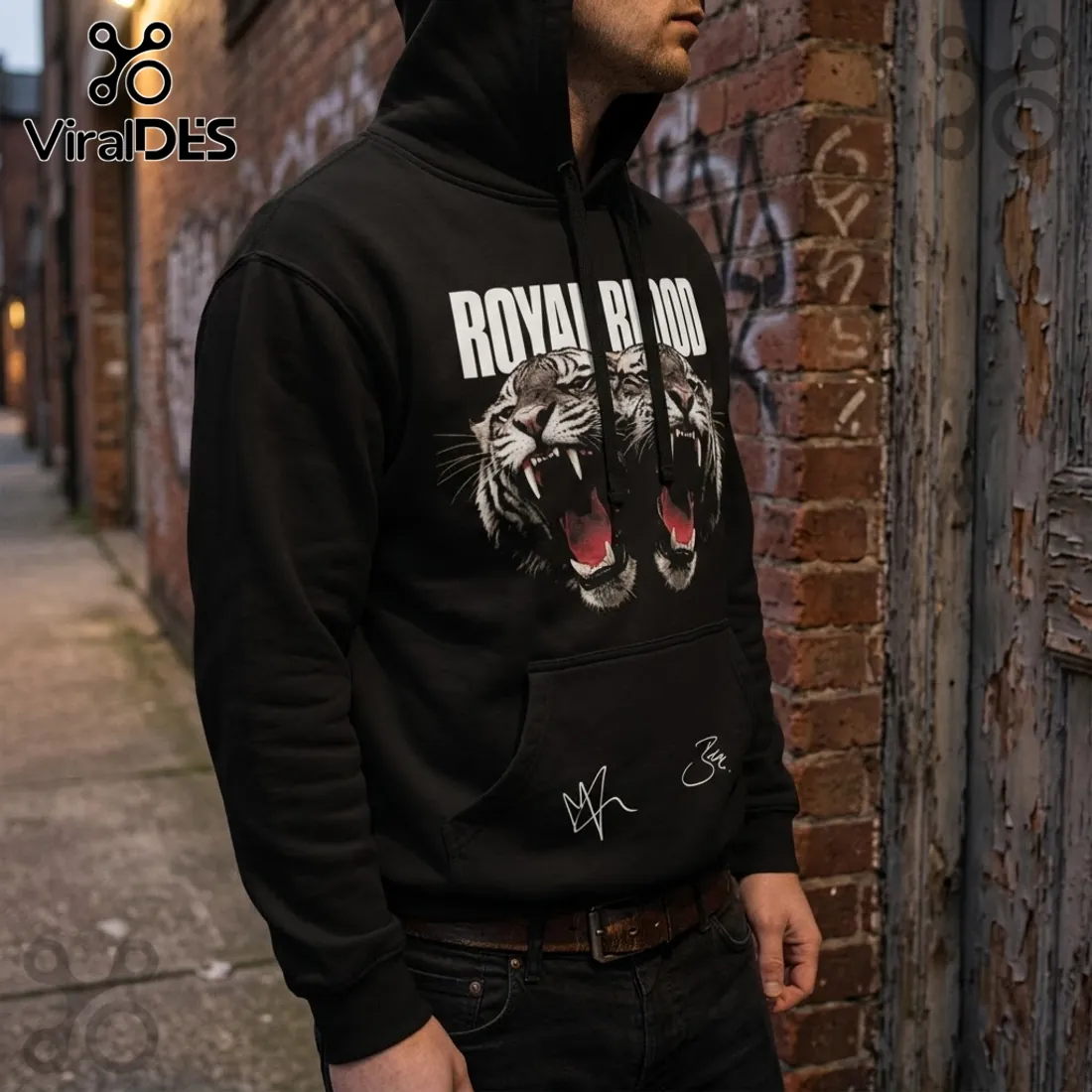 Royal Blood UK Tour 2026 Tiger Signature Black Hoodie Royal Blood UK Tour 2026 Tiger Signature Black Hoodie