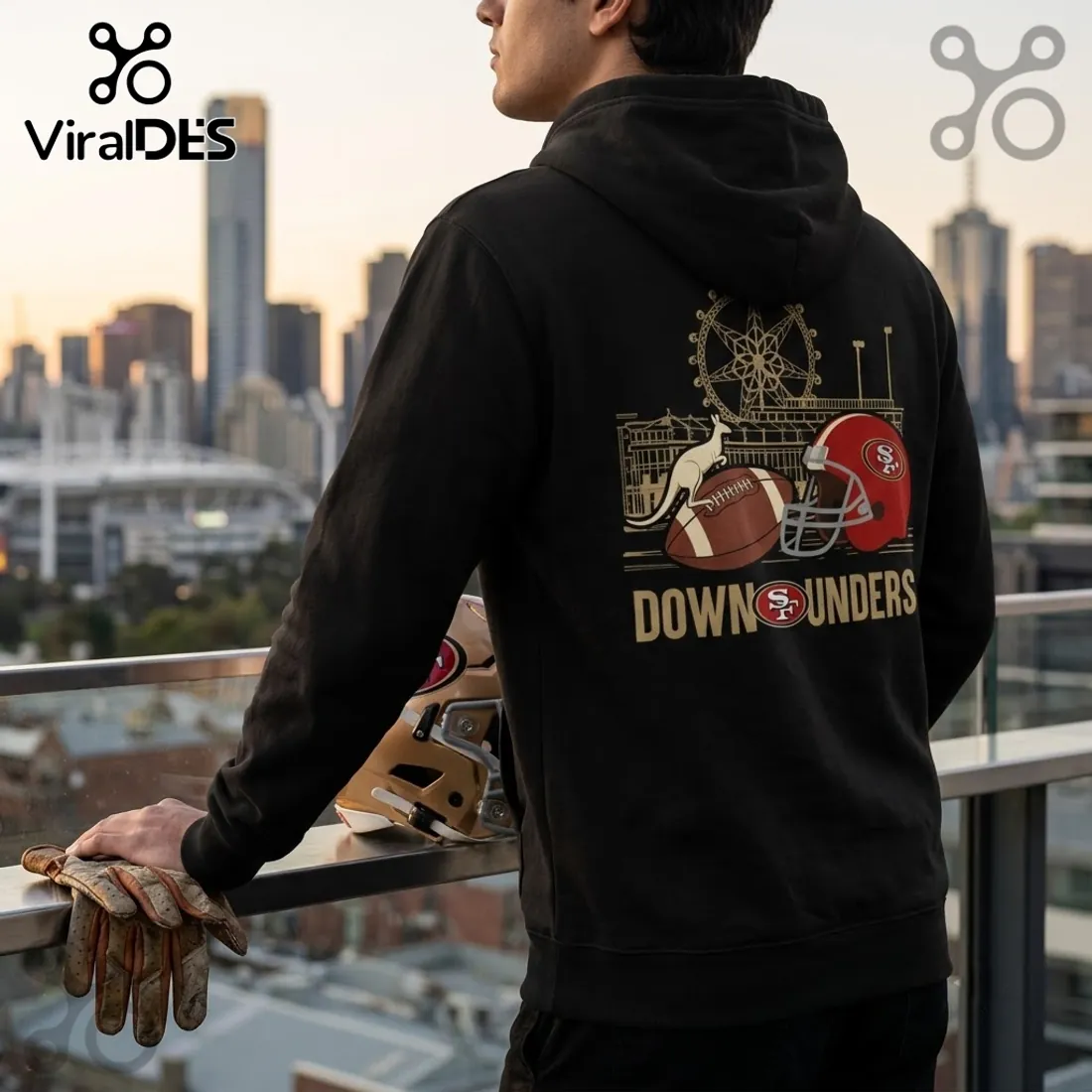 San Francisco 49ers Melbourne 2026 Australia Black Hoodie San Francisco 49ers Melbourne 2026 Australia Black Hoodie