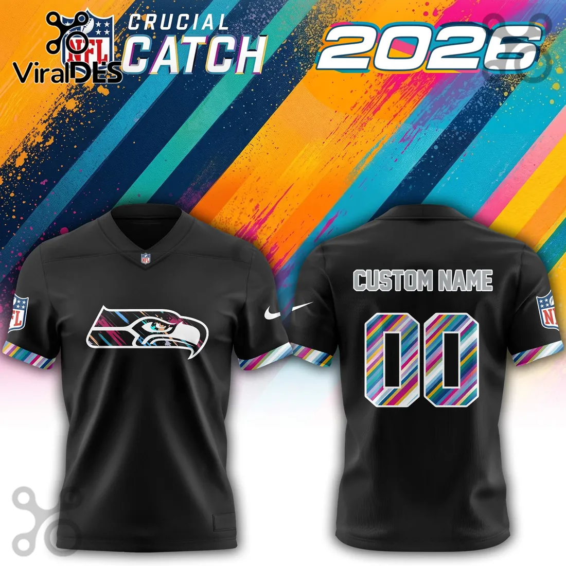 Seattle Seahawks 2026 Crucial Catch Black Football Jersey Seattle Seahawks 2026 Crucial Catch Black Football Jersey