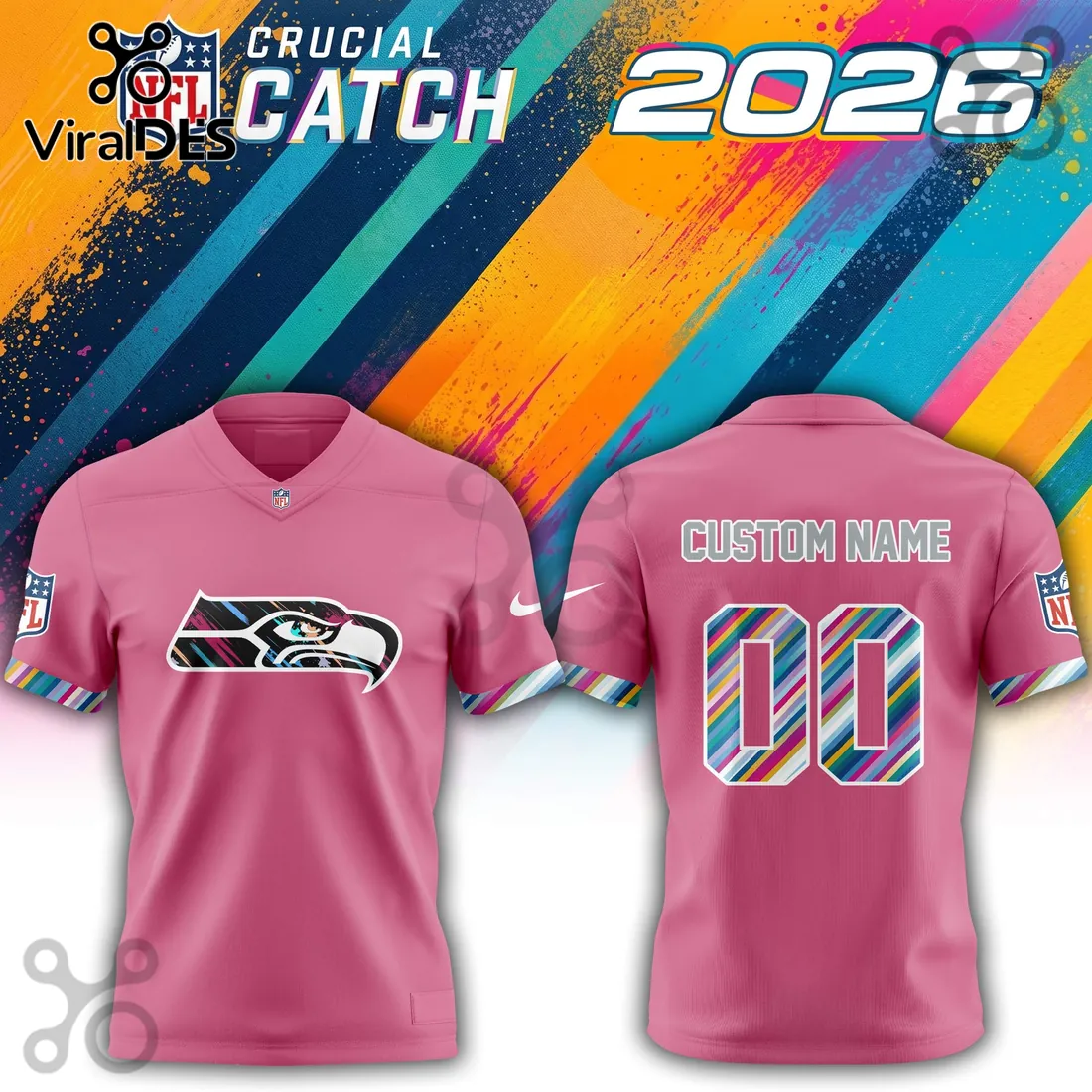 Seattle Seahawks 2026 Crucial Catch Pink Football Jersey Seattle Seahawks 2026 Crucial Catch Pink Football Jersey