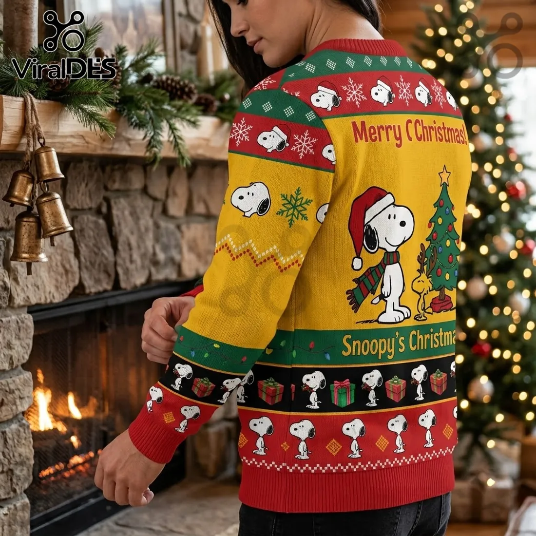 Snoopy Christmas Yellow Ugly Christmas Sweater Snoopy Christmas Yellow Ugly Christmas Sweater