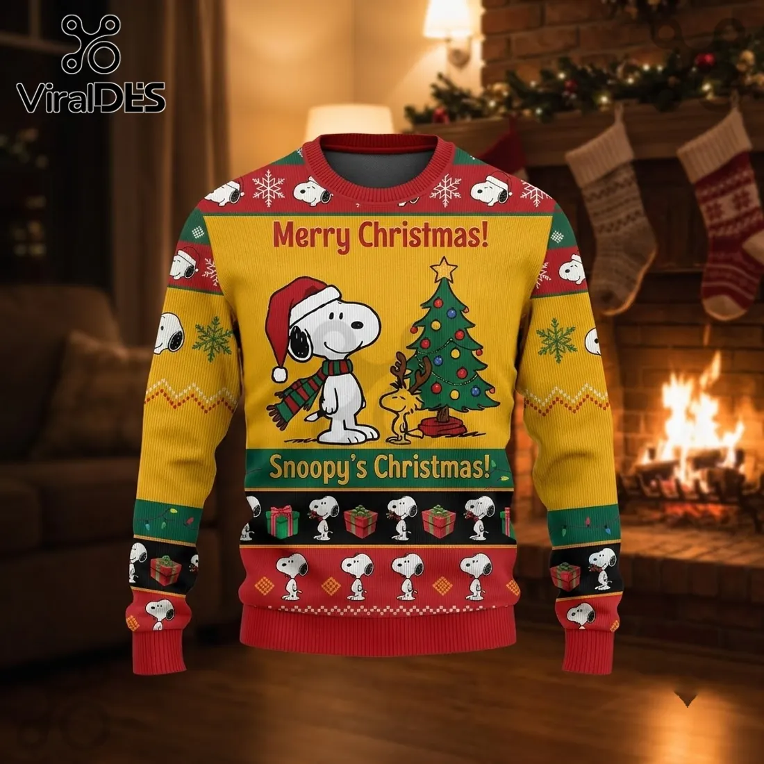 Snoopy Christmas Yellow Ugly Christmas Sweater Snoopy Christmas Yellow Ugly Christmas Sweater