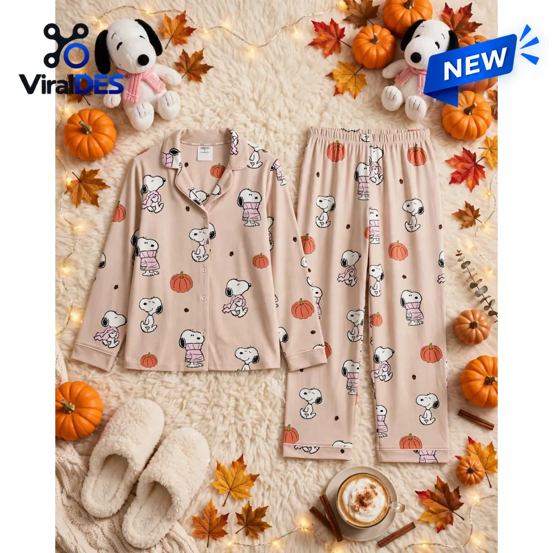 Snoopy Pumpkin Pattern Pajama Set Snoopy Pumpkin Pattern Pajama Set