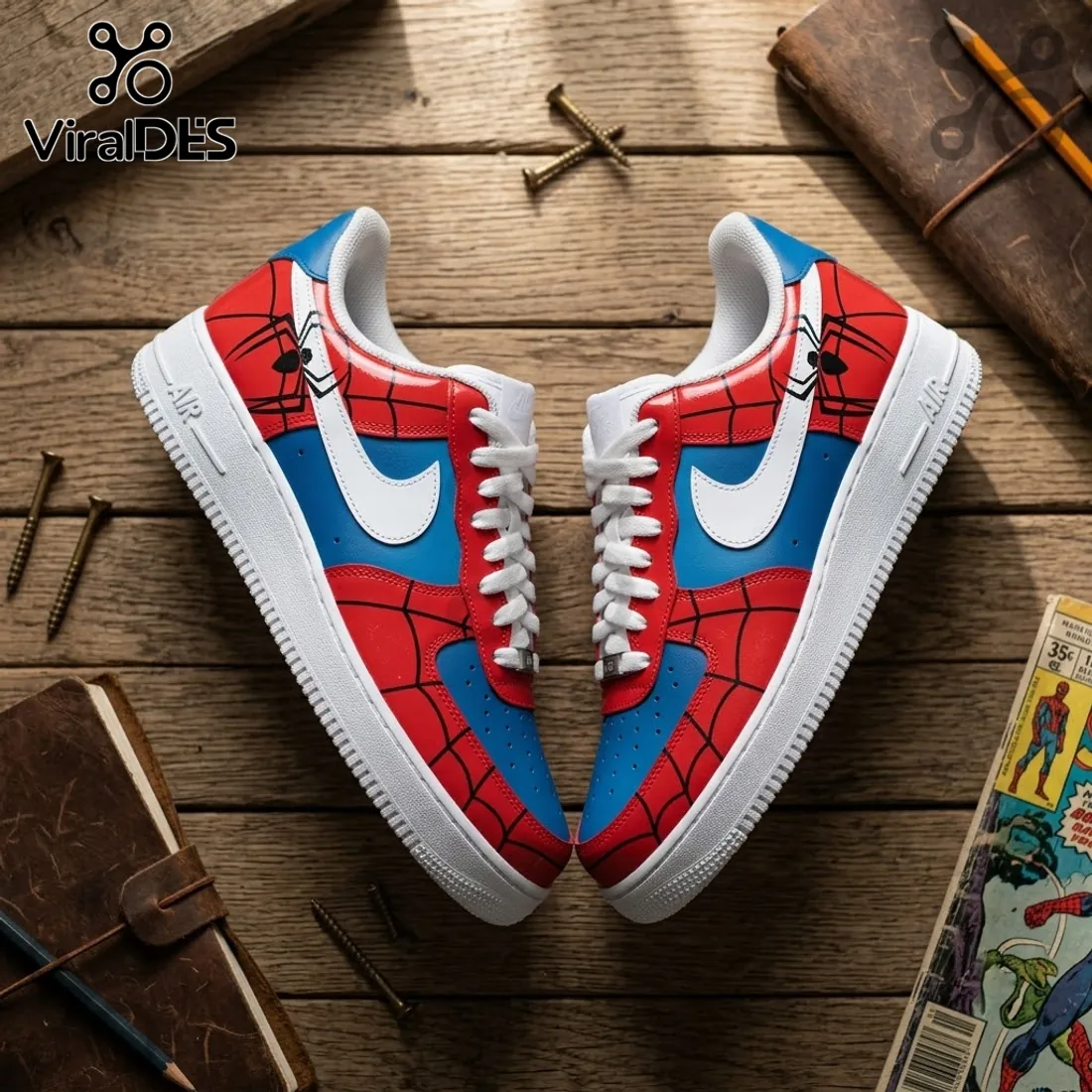 Spider-Man Marvel Character Air Force 1 Low Top Sneakers Spider-Man Marvel Character Air Force 1 Low Top Sneakers