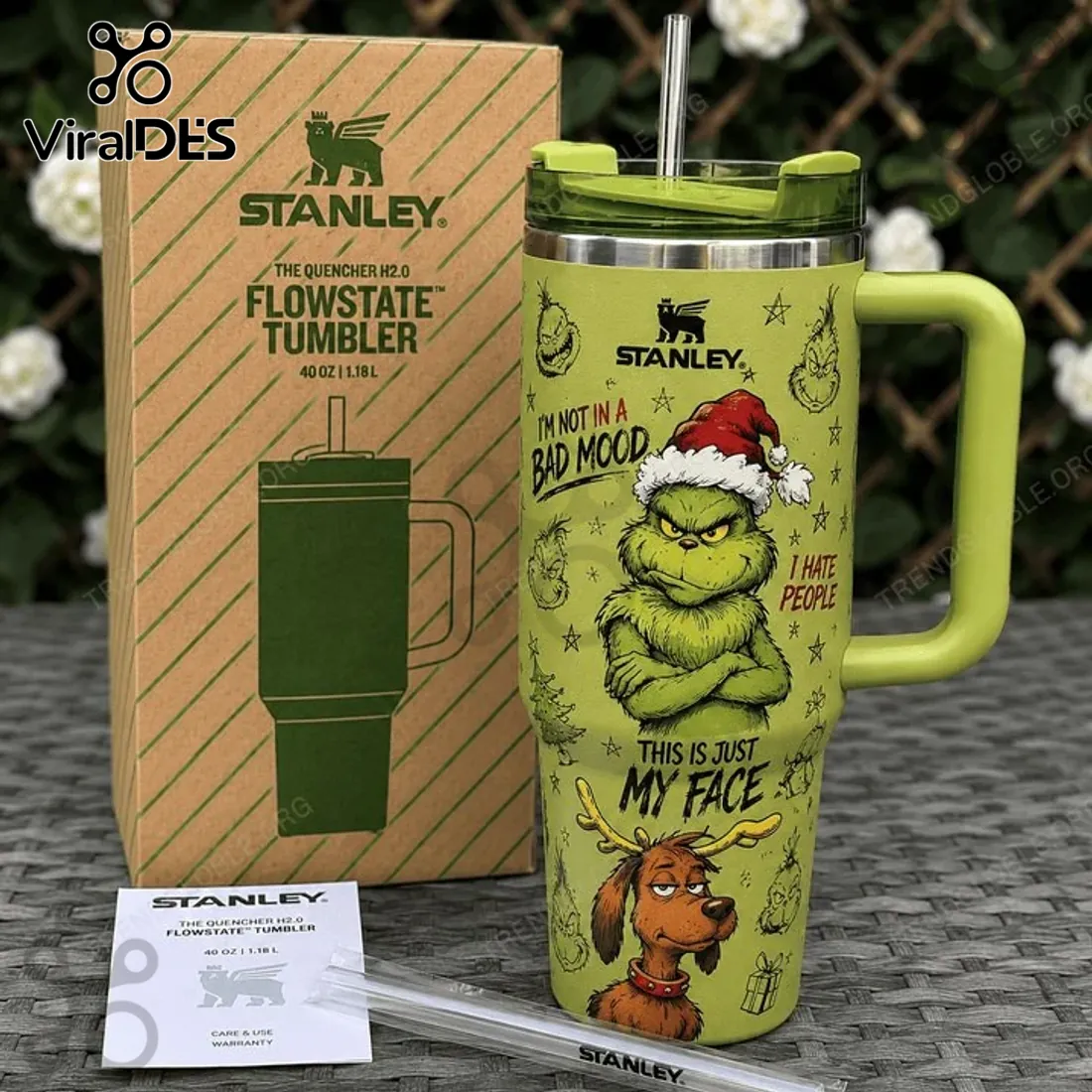 Stanley The Grinch Green 40oz Flowstate Tumbler Stanley The Grinch Green 40oz Flowstate Tumbler