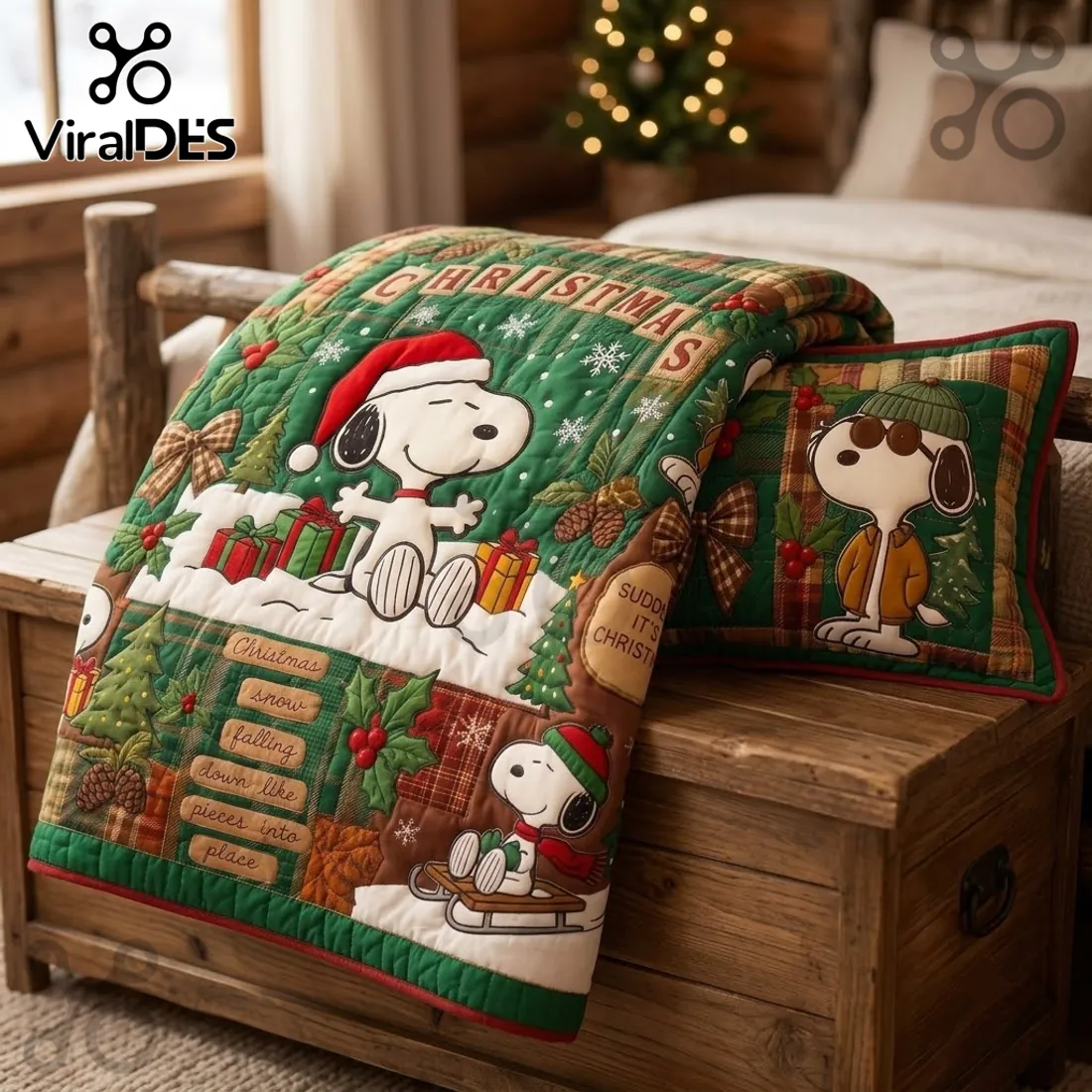 Suddenly Its Christmas Snoopy Holiday Quilt Bedding Set Suddenly Its Christmas Snoopy Holiday Quilt Bedding Set