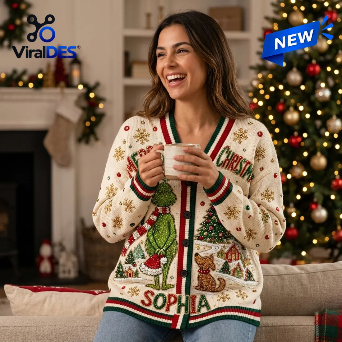 The Grinch Festive Holiday Knitted Cardigan The Grinch Festive Holiday Knitted Cardigan