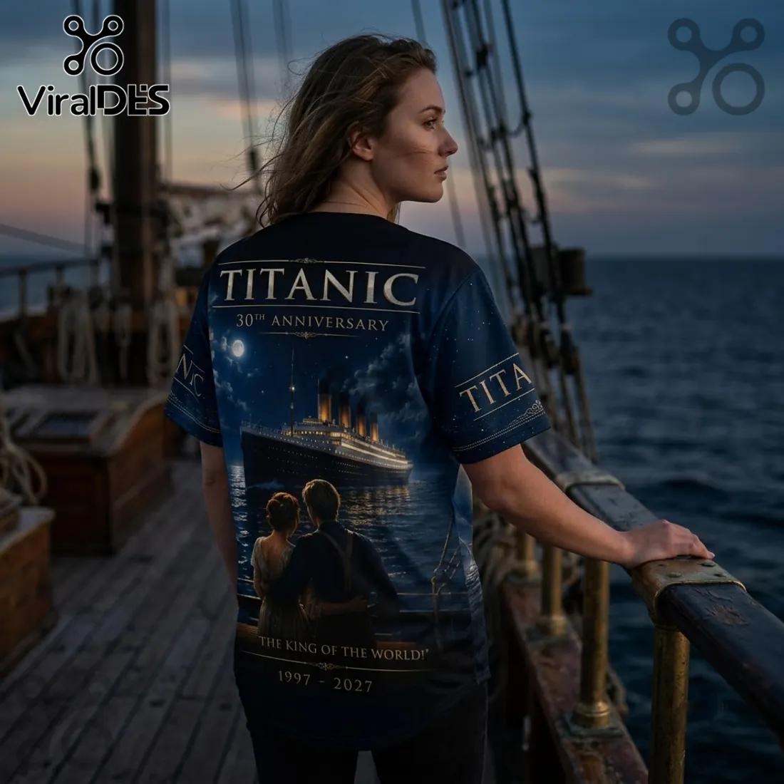 Titanic 30th Anniversary The King Of The World Baseball Jersey Titanic 30th Anniversary The King Of The World Baseball Jersey