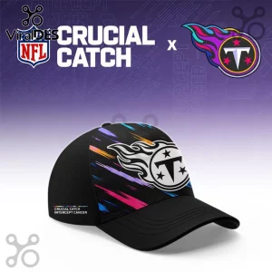 Tennessee Titans NFL Crucial Catch Black Cap with multicolored flame accents and official team logo on the side panel.