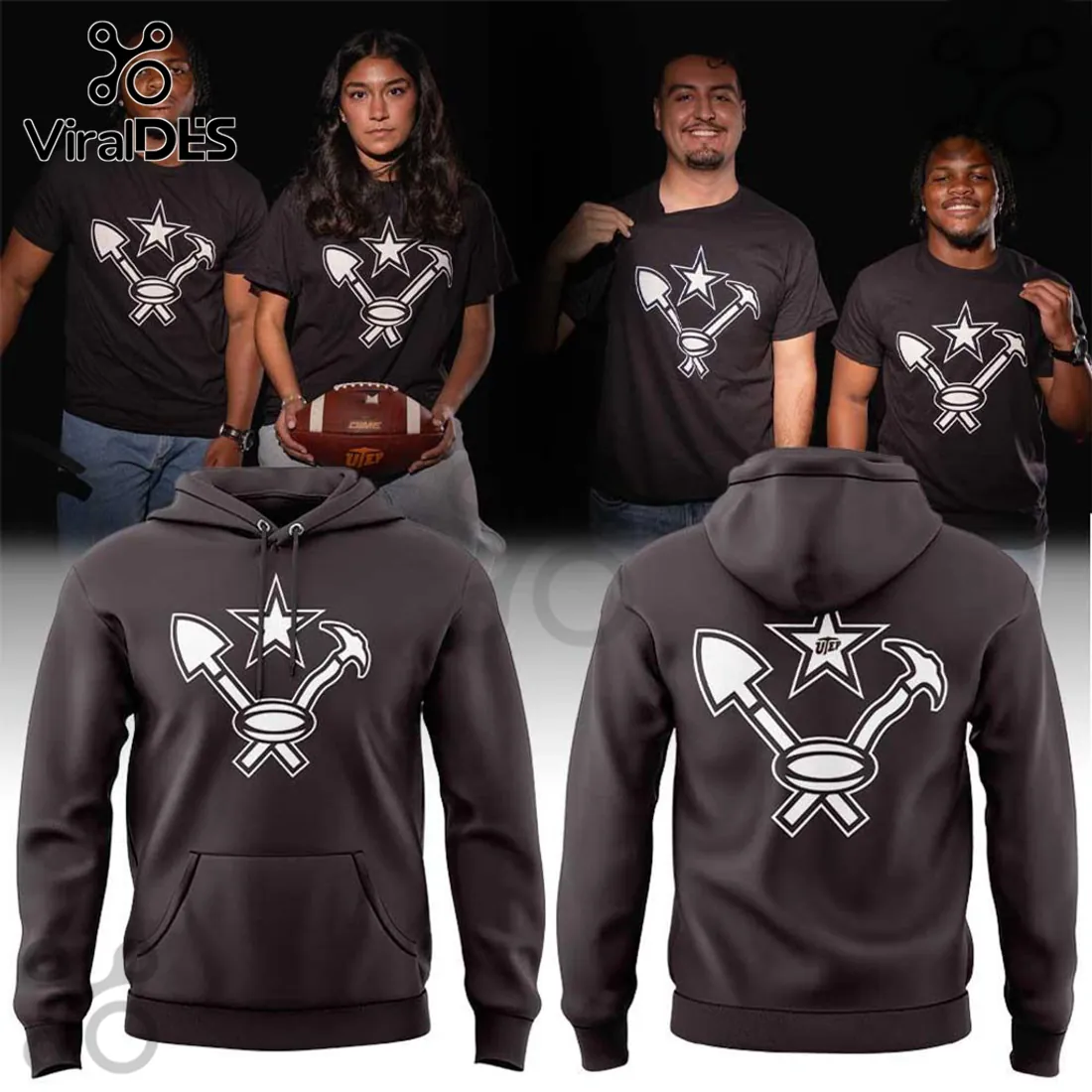 UTEP Miners Football Dark Charcoal Hoodie UTEP Miners Football Dark Charcoal Hoodie
