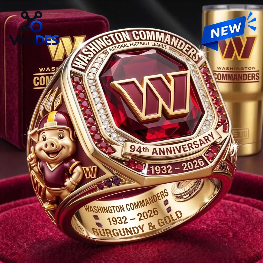 Washington Commanders 94th Anniversary Ruby Championship Ring Washington Commanders 94th Anniversary Ruby Championship Ring