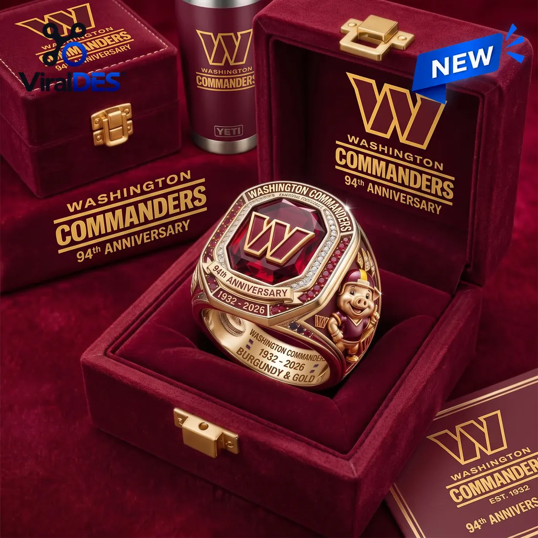Washington Commanders 94th Anniversary Ruby Championship Ring Washington Commanders 94th Anniversary Ruby Championship Ring