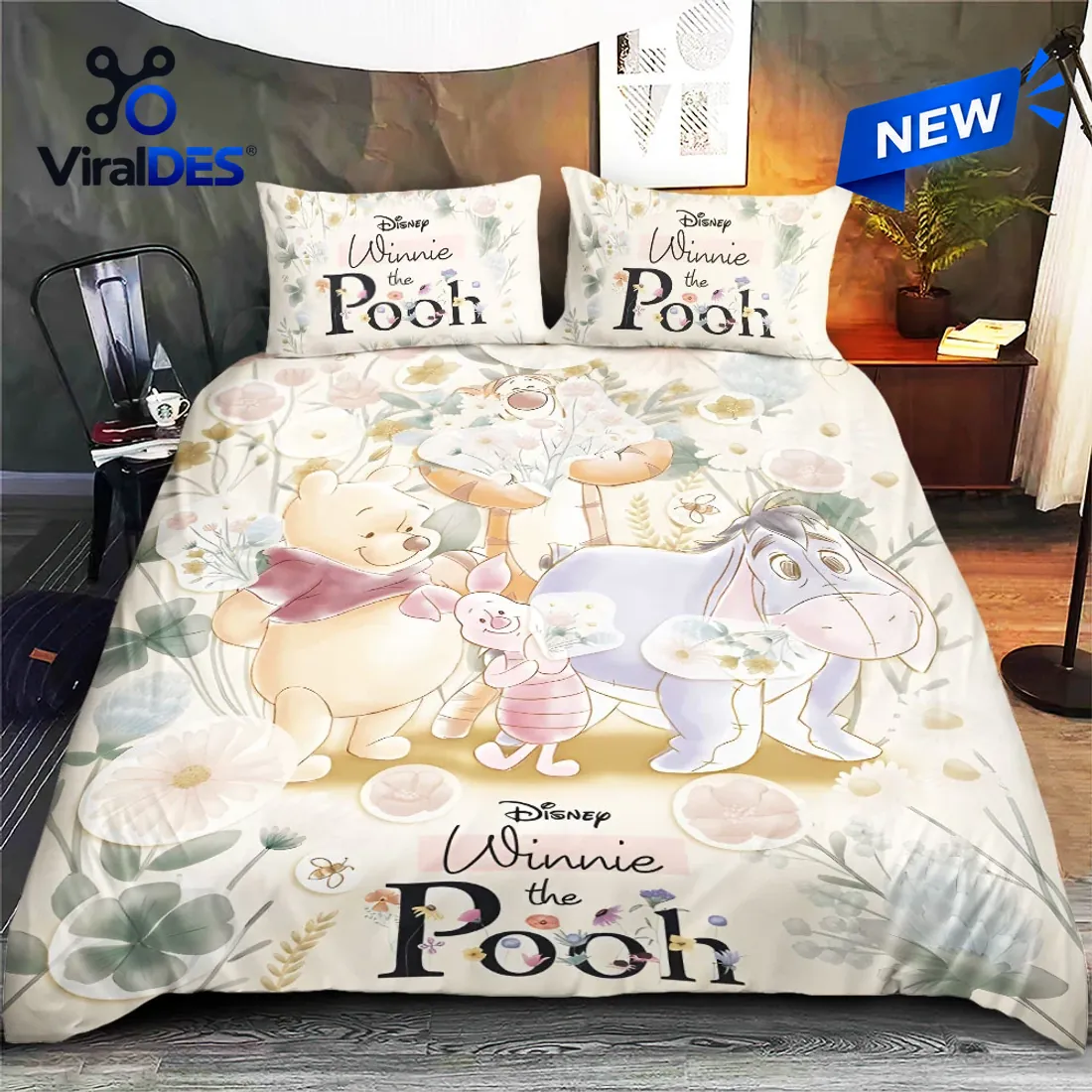 Winnie the Pooh 100th Anniversary Floral Bedding Set Winnie the Pooh 100th Anniversary Floral Bedding Set