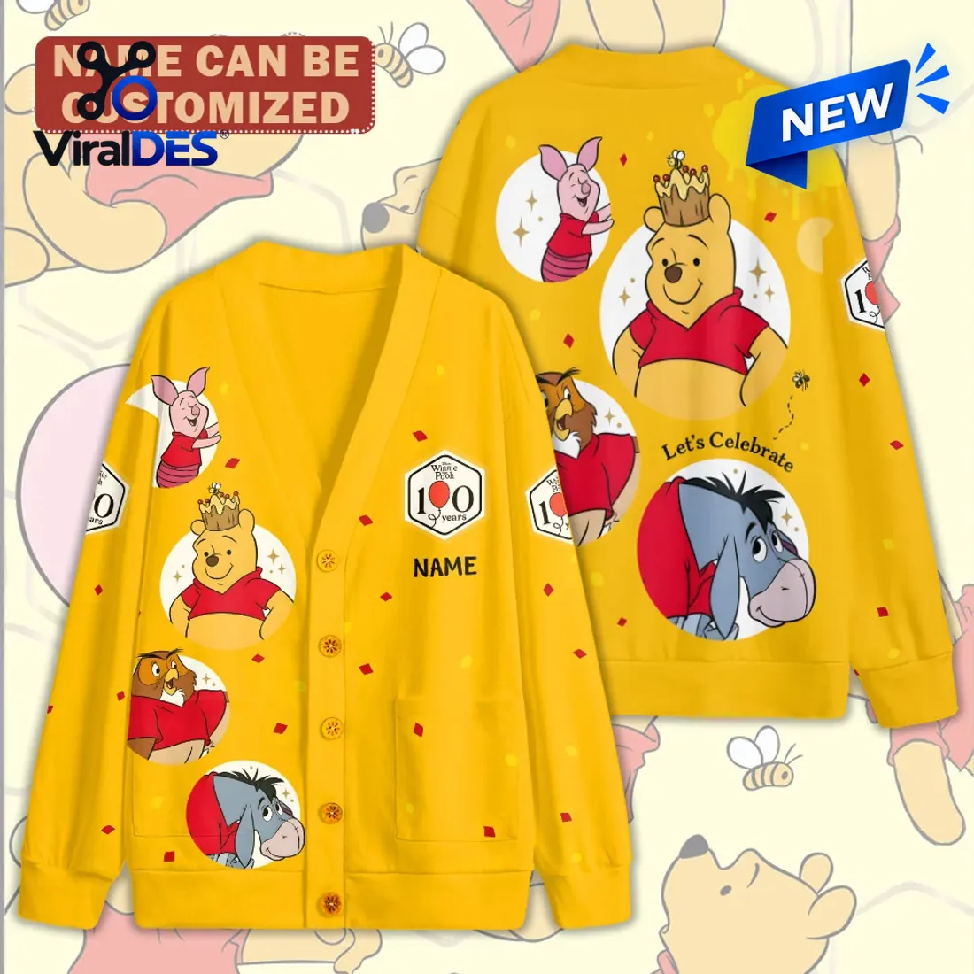 Winnie the Pooh 100th Anniversary Yellow Knitted Cardigan Winnie the Pooh 100th Anniversary Yellow Knitted Cardigan
