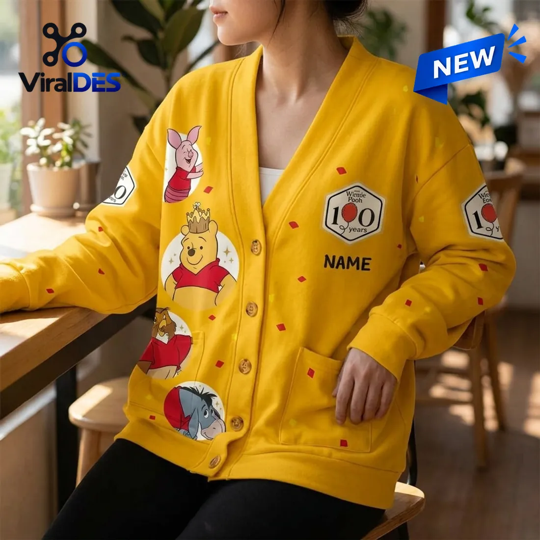 Winnie the Pooh 100th Anniversary Yellow Knitted Cardigan Winnie the Pooh 100th Anniversary Yellow Knitted Cardigan