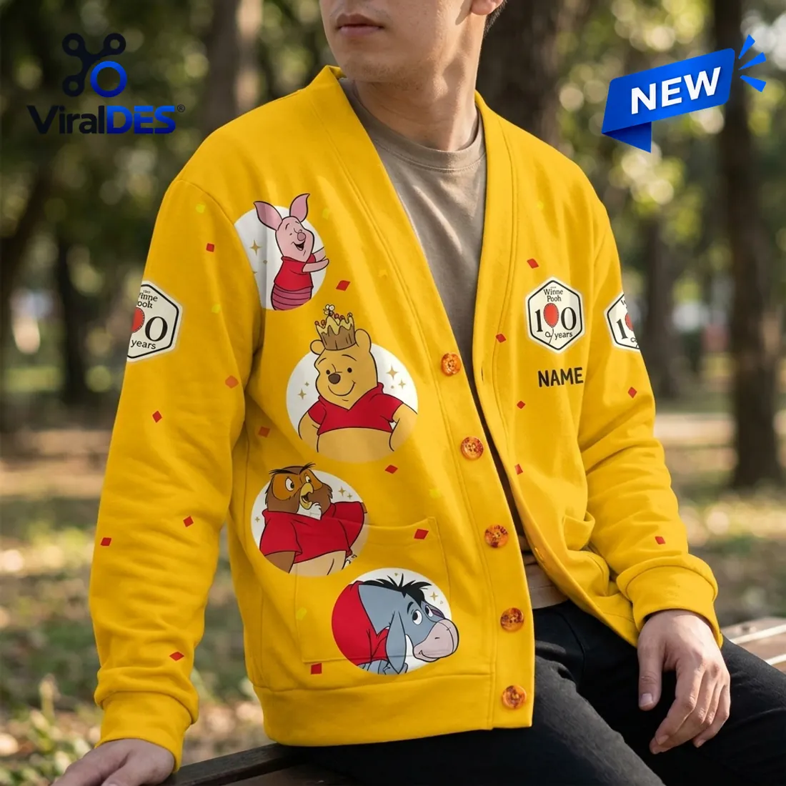 Winnie the Pooh 100th Anniversary Yellow Knitted Cardigan Winnie the Pooh 100th Anniversary Yellow Knitted Cardigan