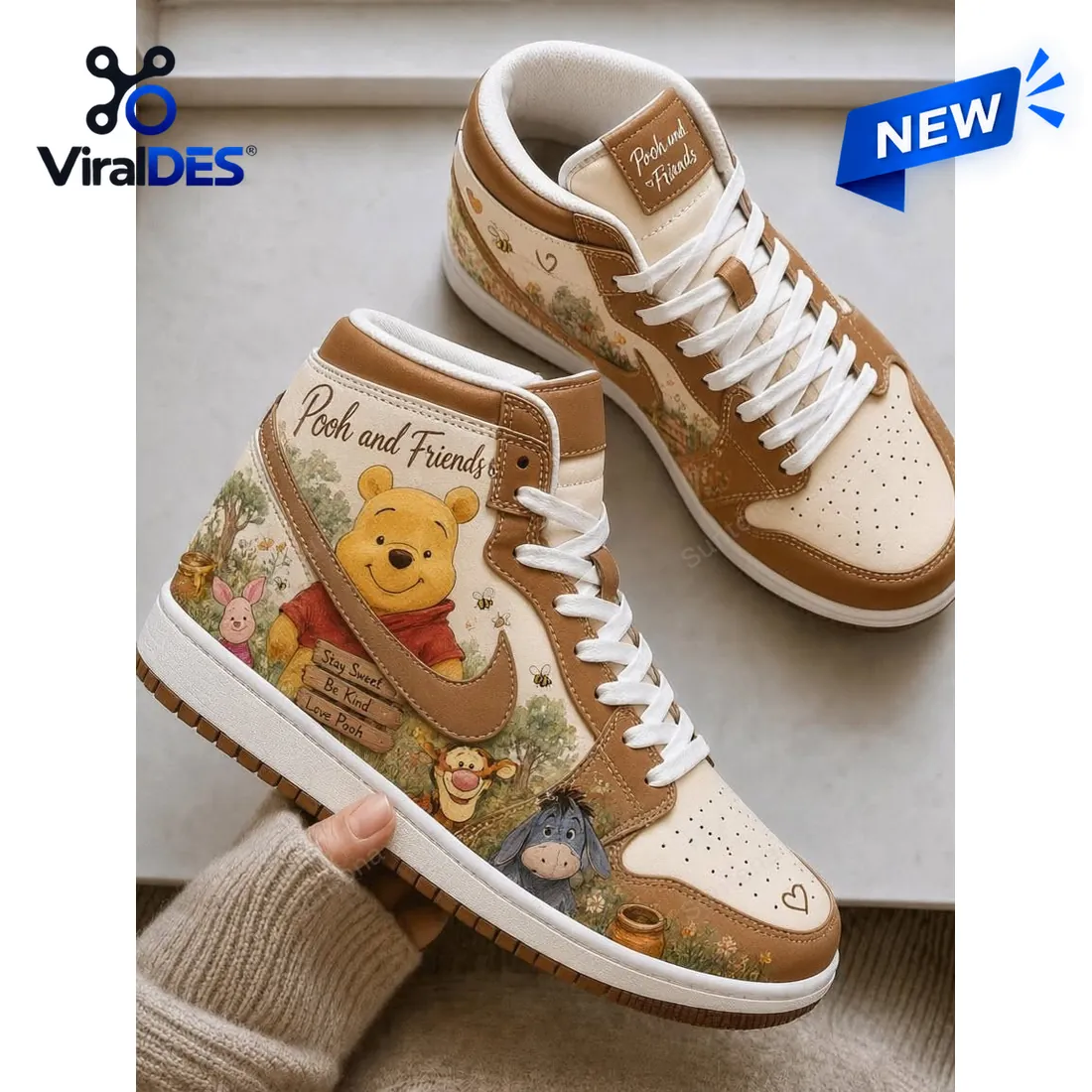 Winnie the Pooh and Friends Beige Air Jordan 1 Sneaker Winnie the Pooh and Friends Beige Air Jordan 1 Sneaker