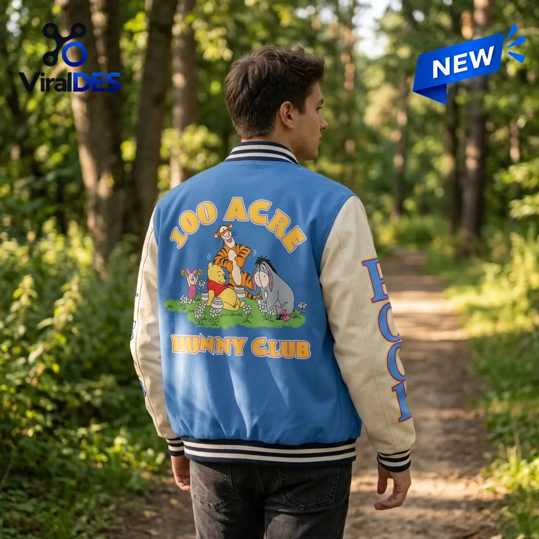 Winnie the Pooh Blue and Beige Baseball Jacket Winnie the Pooh Blue and Beige Baseball Jacket