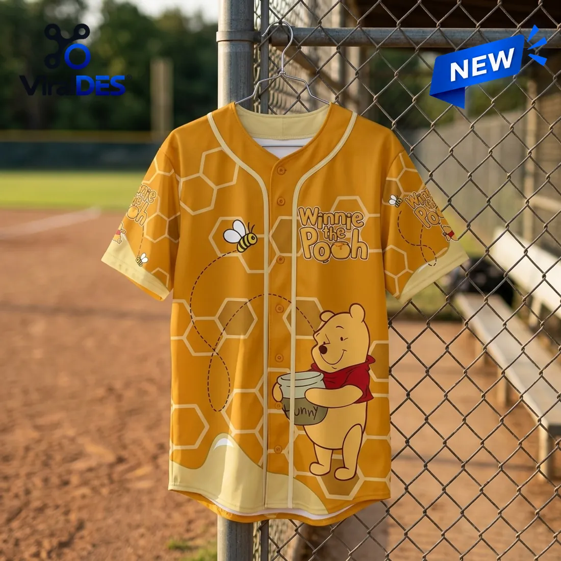 Winnie the Pooh Honeycomb Yellow Baseball Jersey Winnie the Pooh Honeycomb Yellow Baseball Jersey