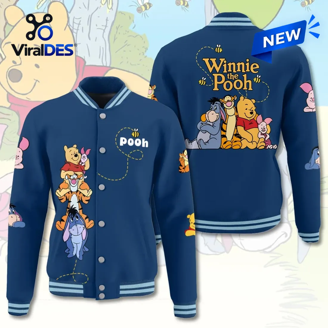 Winnie the Pooh Navy Blue Baseball Jacket Winnie the Pooh Navy Blue Baseball Jacket