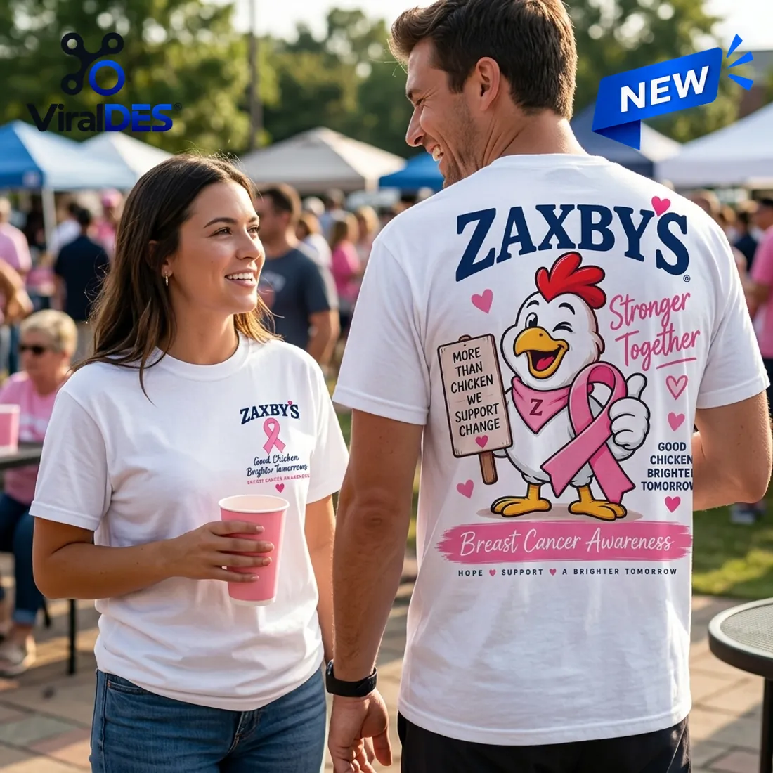 Zaxby’s Breast Cancer Awareness Pink Ribbon White Shirt Zaxby’s Breast Cancer Awareness Pink Ribbon White Shirt
