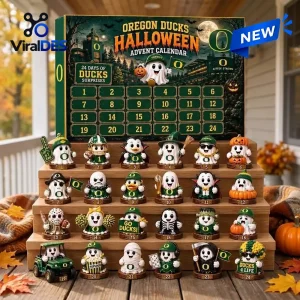 Front view of Oregon Ducks Halloween Advent Calendar 2026 with twenty four numbered figures.