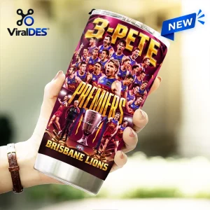 Brisbane Lions Threepeat Premiers Travel Tumbler Cup