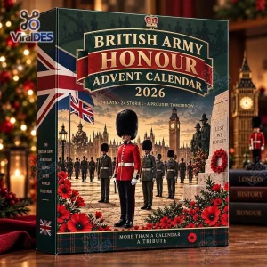 Front view of the British Army Honour Advent Calendar 2026 featuring guards and poppies.