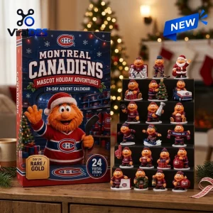 Front view of Montreal Canadiens Youppi! Mascot Advent Calendar 2026 box and figurines.