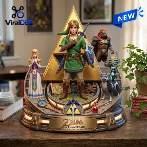 Front view of The Legend of Zelda 40th Anniversary Diorama Figure featuring multiple characters.
