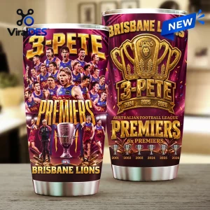 Brisbane Lions Threepeat Premiers Travel Tumbler Cup Brisbane Lions Threepeat Premiers Travel Tumbler Cup