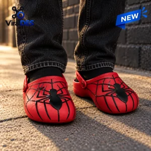 Red Spider Web Black Clogs