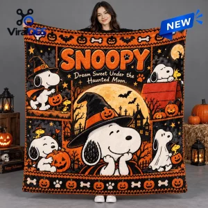 Snoopy Haunted Moon Halloween Fleece Blanket