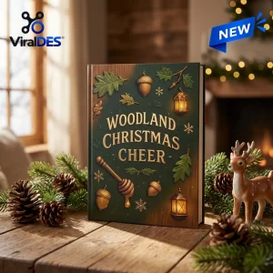Front view of Winnie The Pooh Christmas Advent Calendar 2026 styled as a green book with woodland motifs.