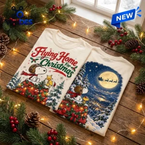 Snoopy Woodstock Flying Home Christmas T-Shirt