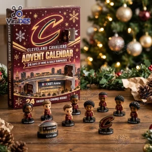 Front view of Cleveland Cavaliers 2026 Advent Calendar box with mini figurines displayed in front.