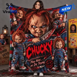 Chucky Scarred Doll Fleece Blanket