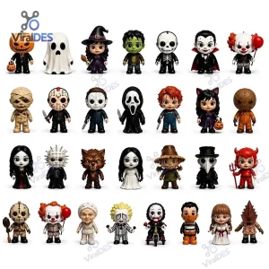Front view of Horror Mystery Figures Advent Calendar featuring 24 spooky character figurines.