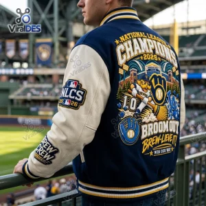 Back view of the Milwaukee Brewers 2026 World Series Baseball Jacket with embroidered graphics.