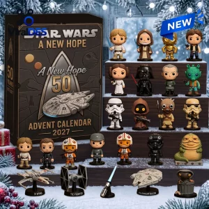 Front view of the Star Wars A New Hope 50th Anniversary Advent Calendar with collectible figures.