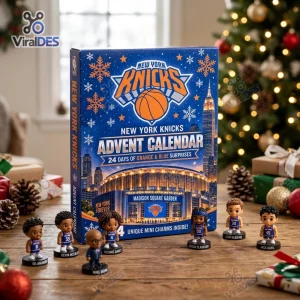 Front view of New York Knicks 2026 Basketball Advent Calendar with mini figures.