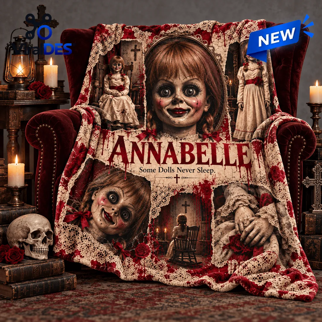Annabelle Doll Portrait Fleece Blanket Annabelle Doll Portrait Fleece Blanket