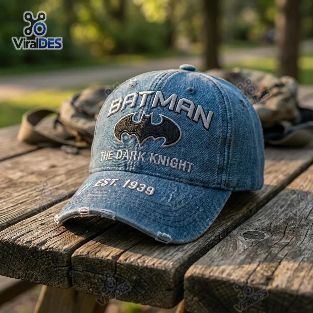 Batman Dark Knight Distressed Baseball Cap Batman Dark Knight Distressed Baseball Cap