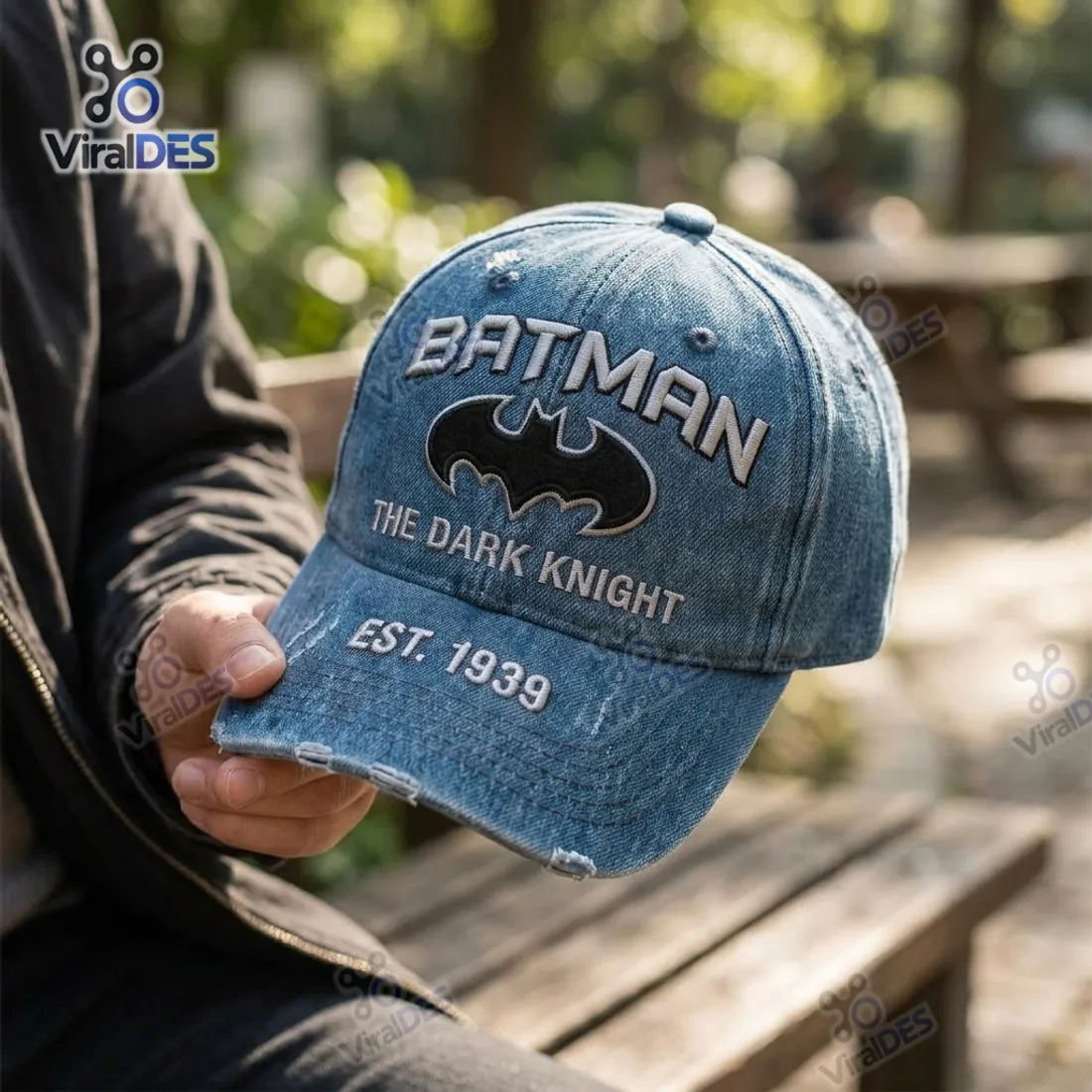 Batman Dark Knight Distressed Baseball Cap Batman Dark Knight Distressed Baseball Cap