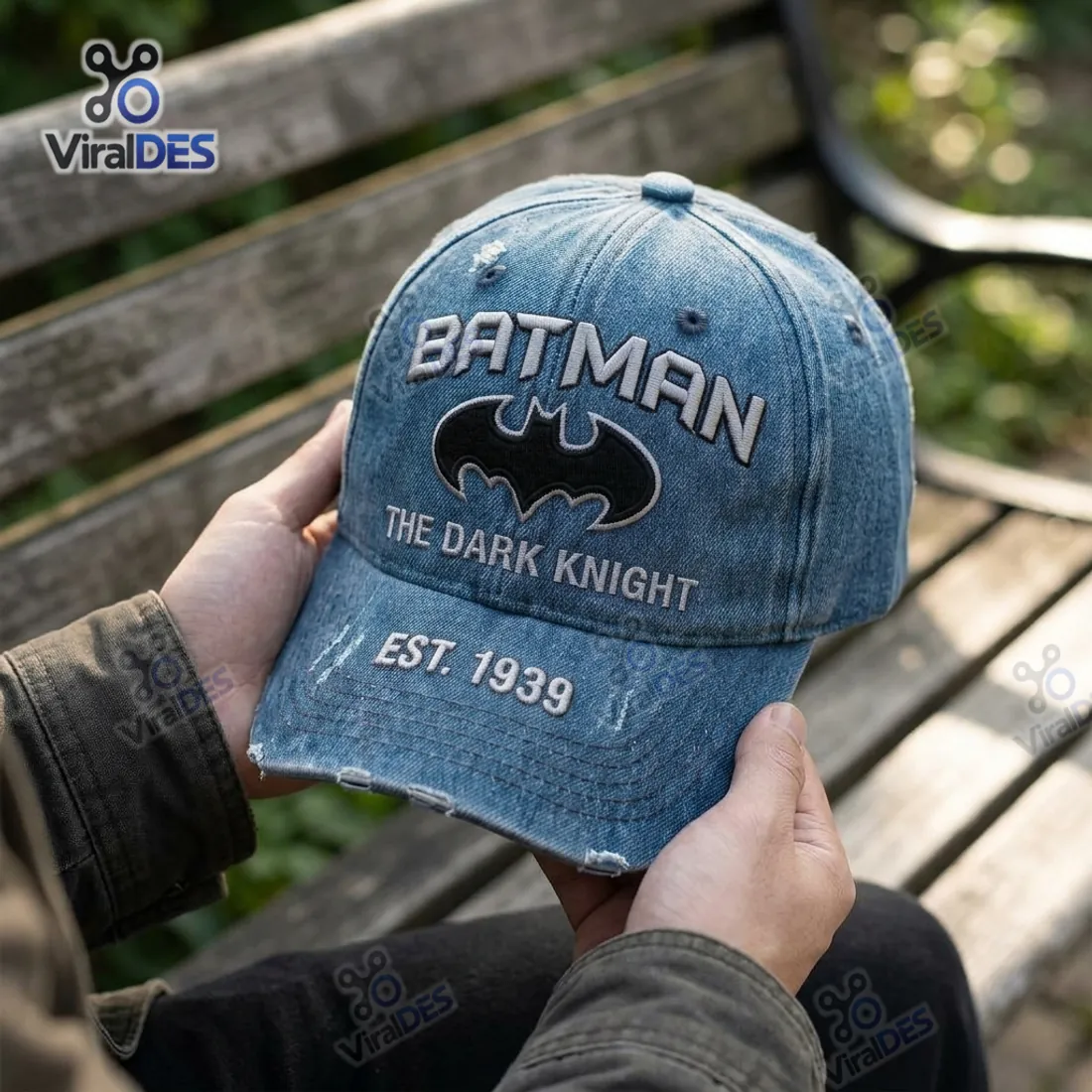 Batman Dark Knight Distressed Baseball Cap Batman Dark Knight Distressed Baseball Cap