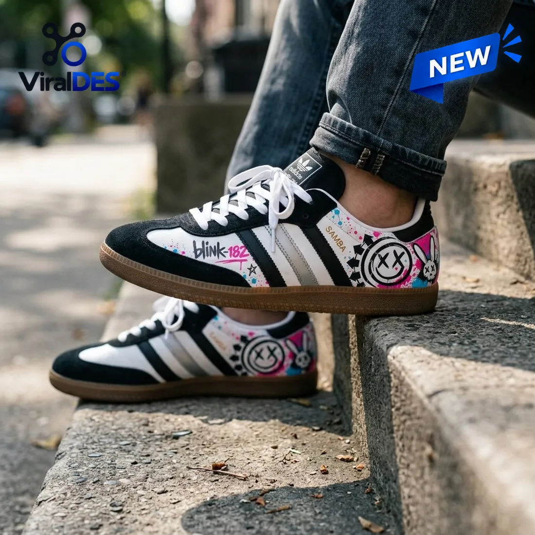 Blink-182 Smiley Adidas Samba Shoes Limited Stock Profile